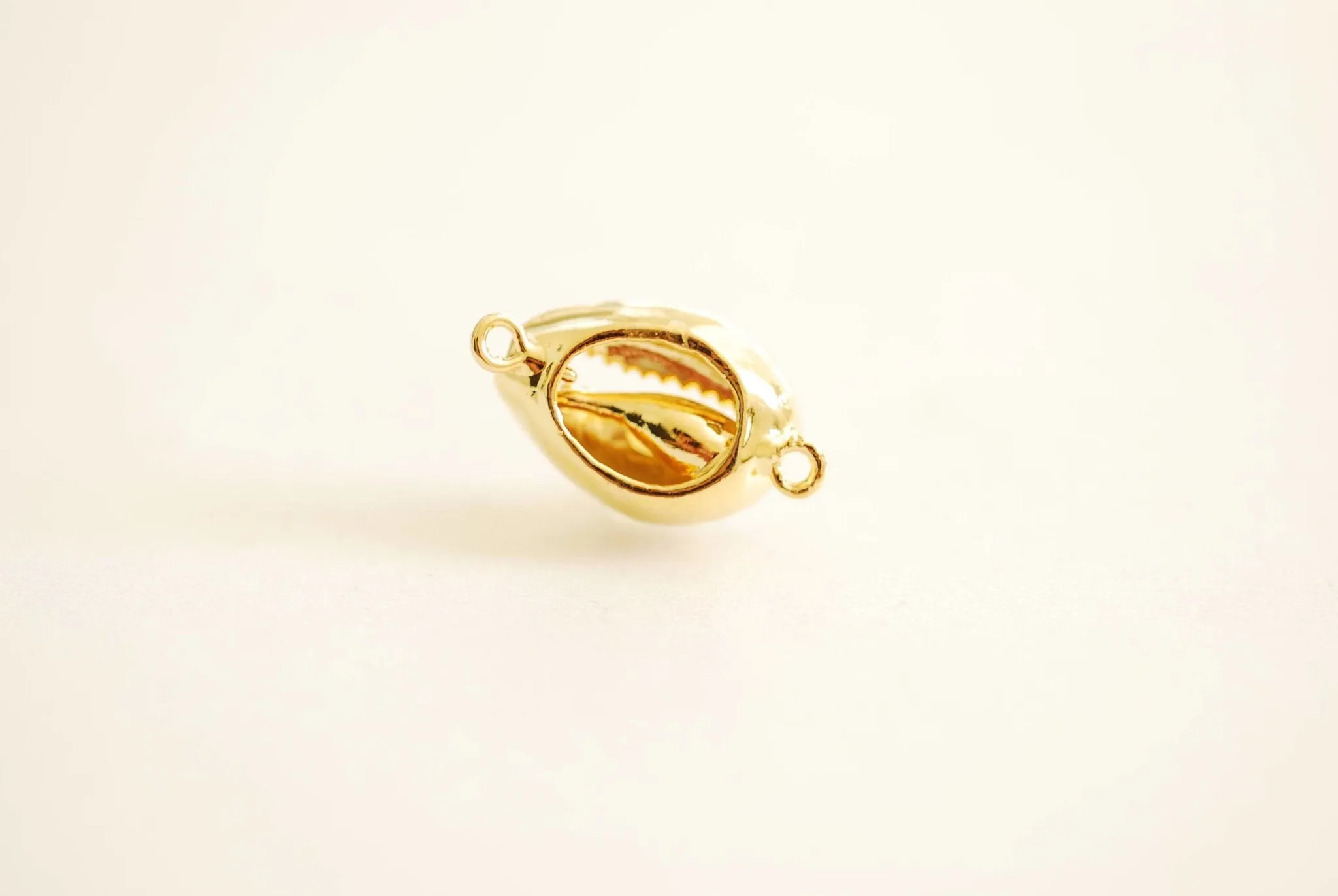 24k Gold Real Natural Cowrie Connector Shell, Natural gold dipped shell pendant, Gold Cowrie shell pendant charm, Cut Cowrie Shell Beads