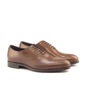 Ambrogio Bespoke Men's Handmade Custom Made Shoes Brown Polished Calf-SKin Leather Dress Oxfords (AMB1293)