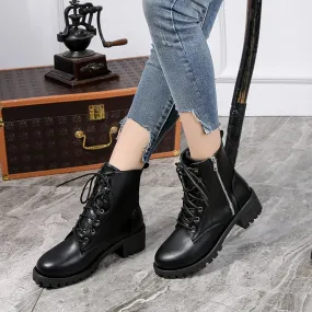 Army Punk Biker Leather Short Boots