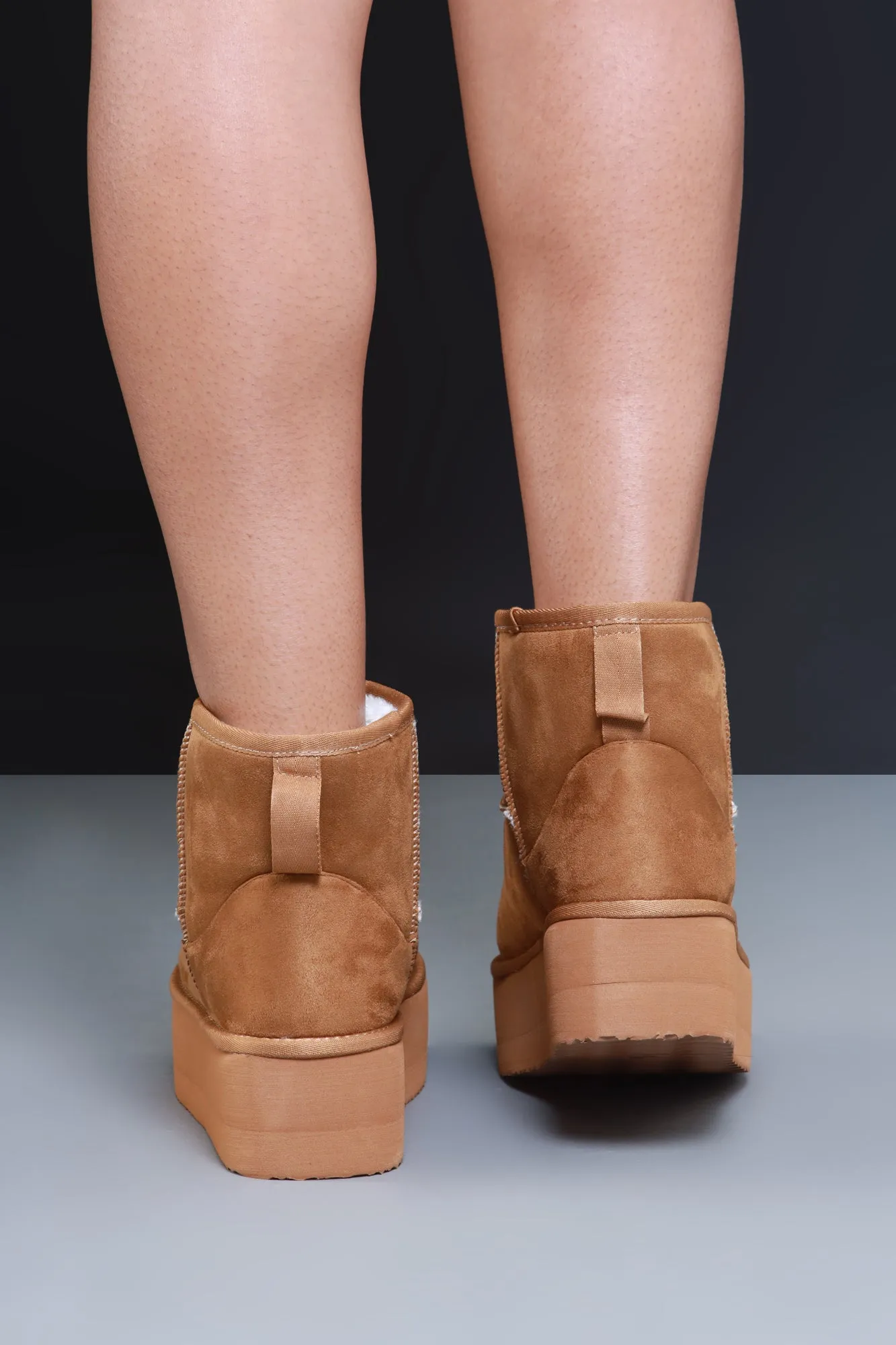 Away We Go Platform Suede Booties - Tan