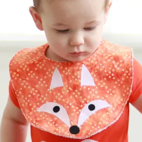 Baby Bib with Fox Applique on Batik