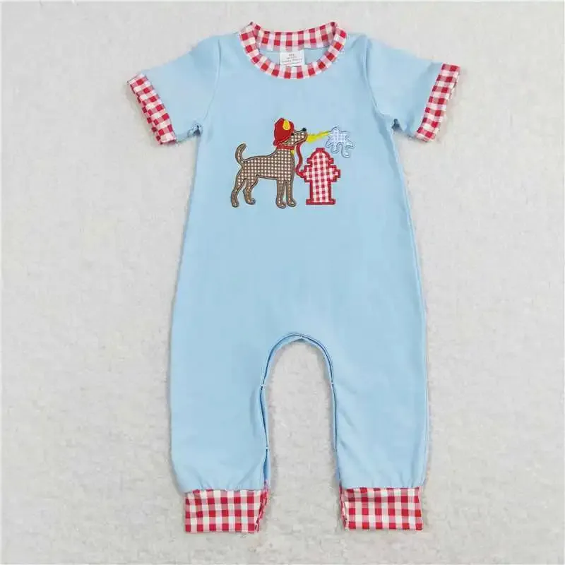 Baby Romper - Boys Applique - Puppy Dog Fire Hydrant