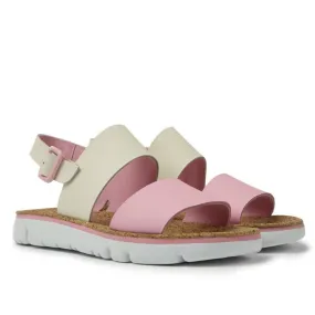 Camper Oruga White and pink leather sandals for women   