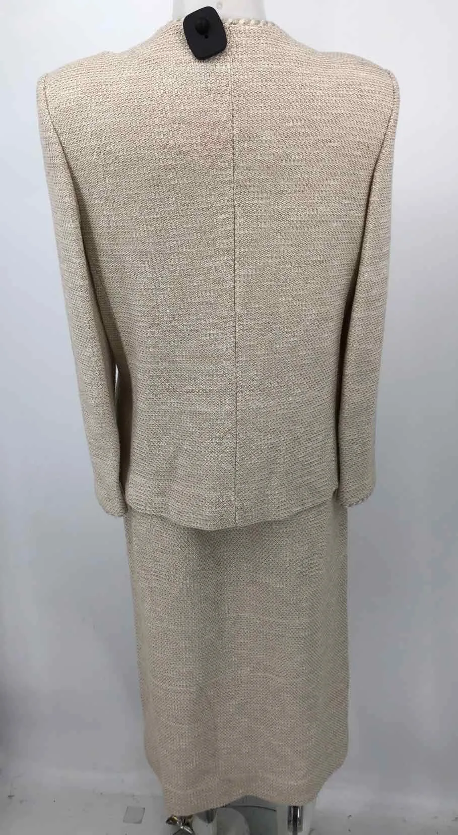 CASTLEBERRY Beige Gold Size 12  (L) Woven Buttons Skirt Suit