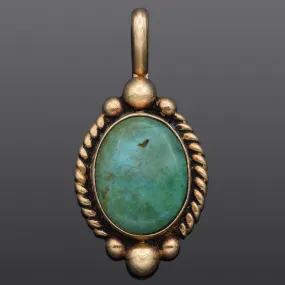 Cortez Vintage 14K Yellow Gold Turquoise Pendant