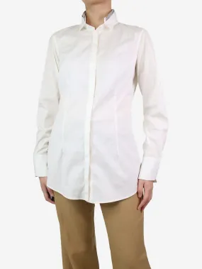 Cream long-sleeved stretch shirt - size XL