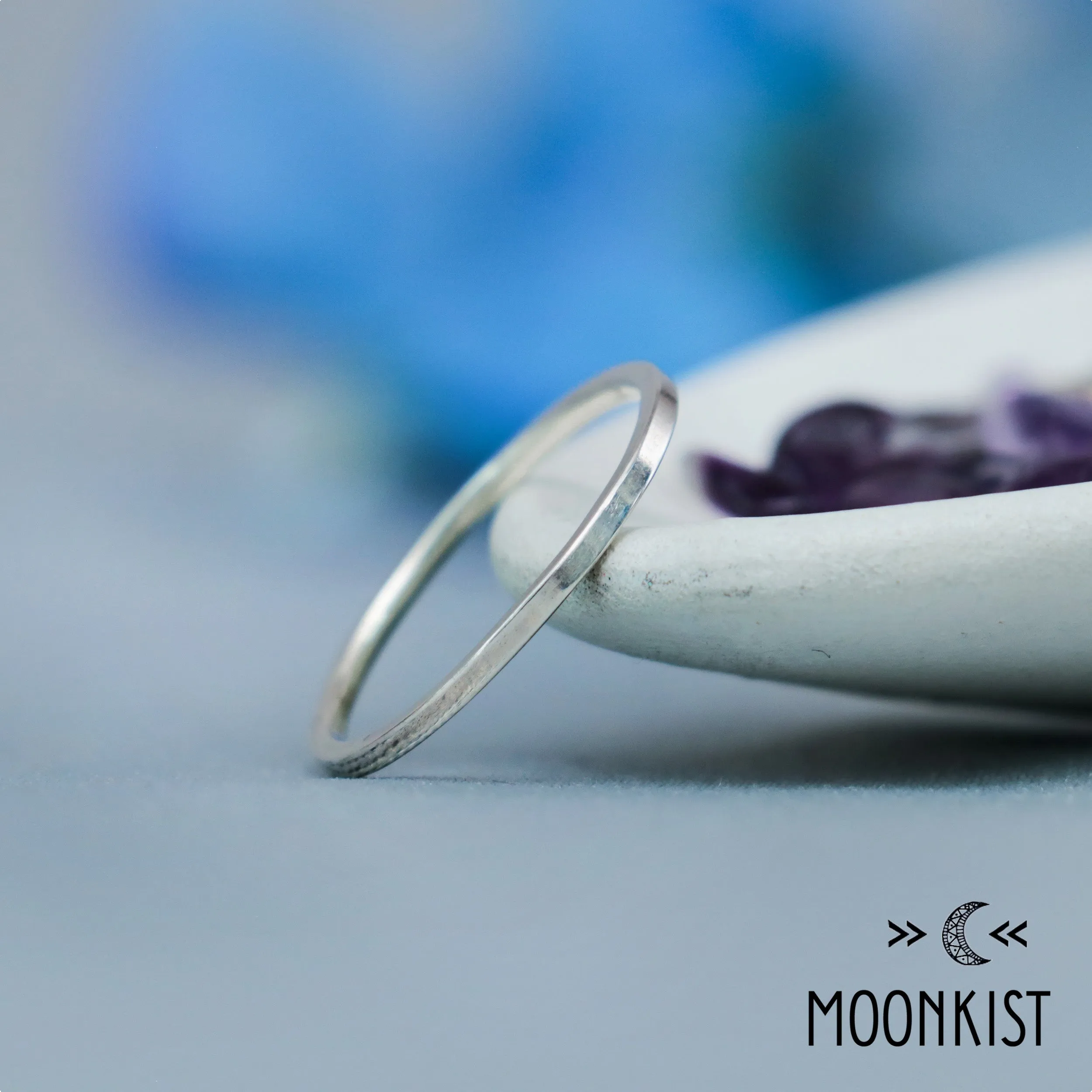 Dainty Silver Square Band Ring for Women | Moonkist Designs