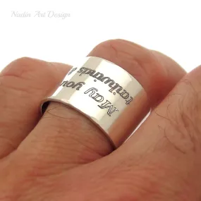 Engraved Sterling Silver Ring For men