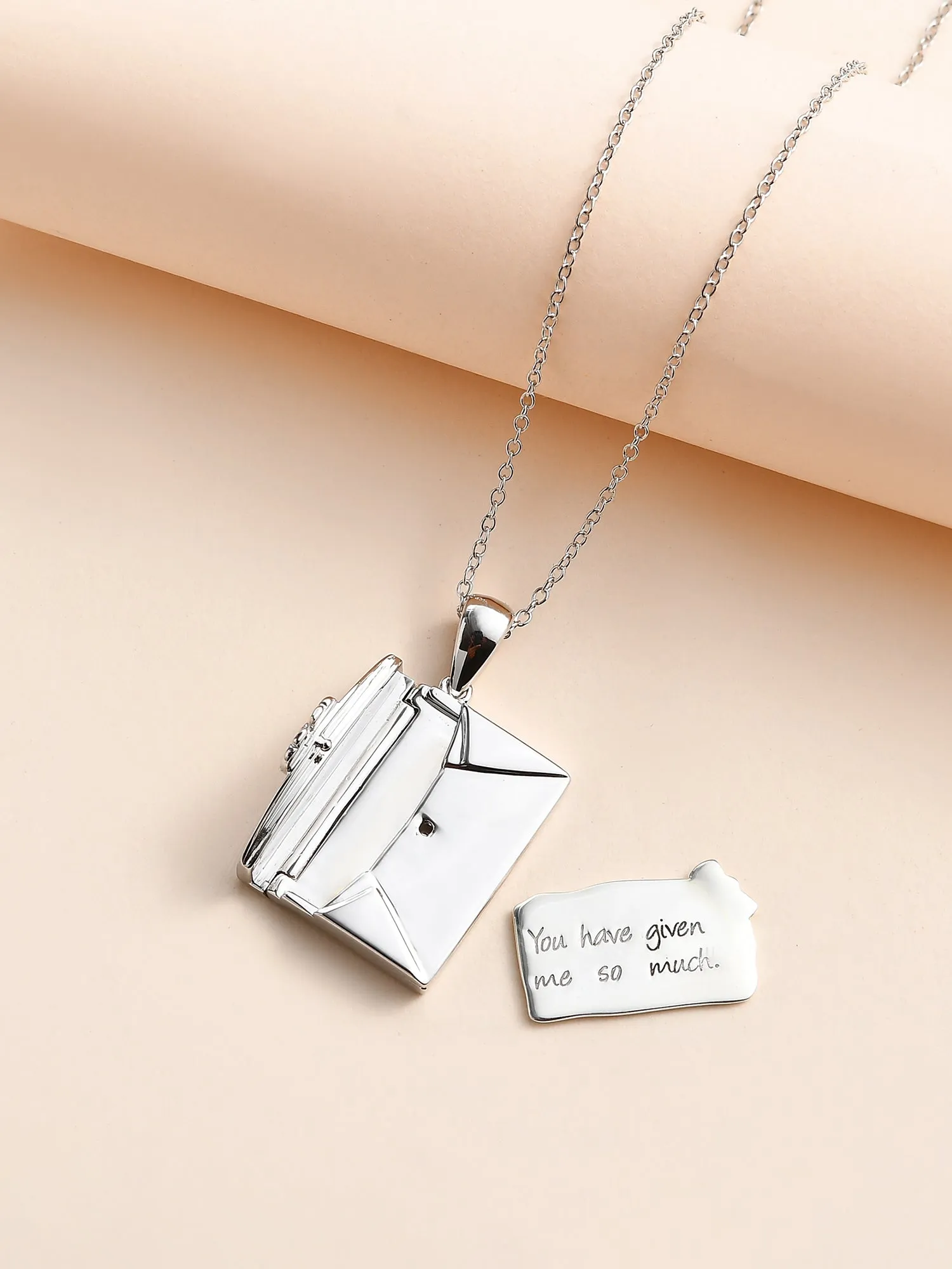 Envelope Engrave Pure 925 Silver Necklace for Women