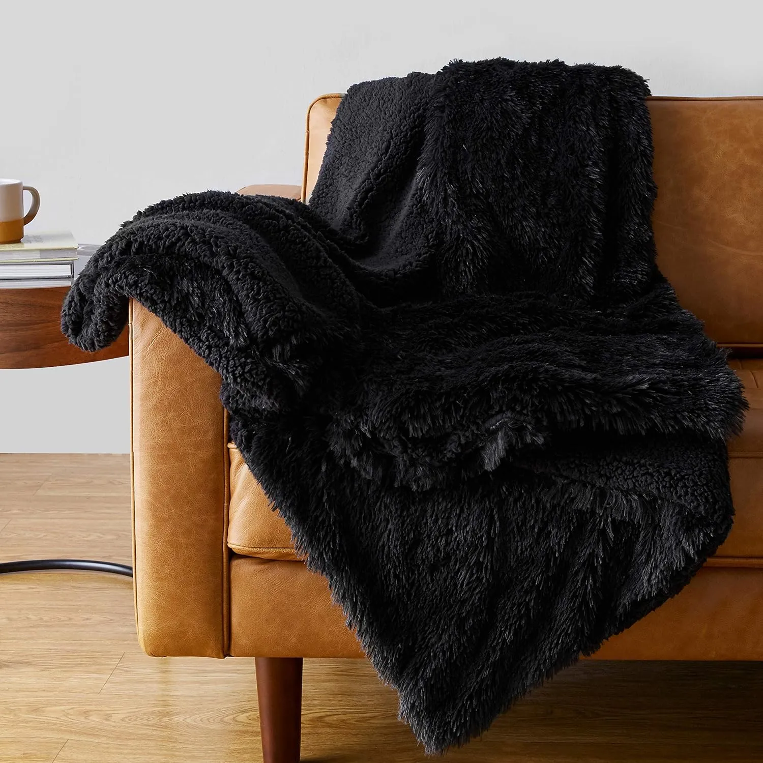 Faux Fur Sherpa Throw Blanket