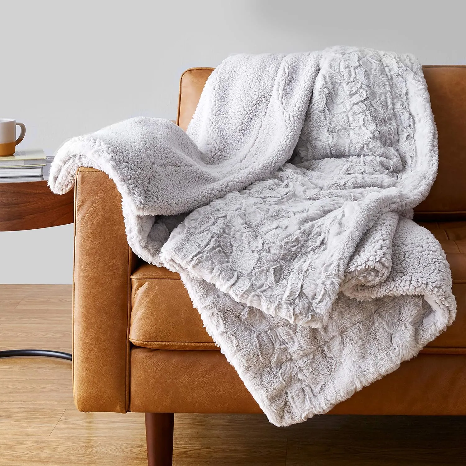 Faux Fur Sherpa Throw Blanket