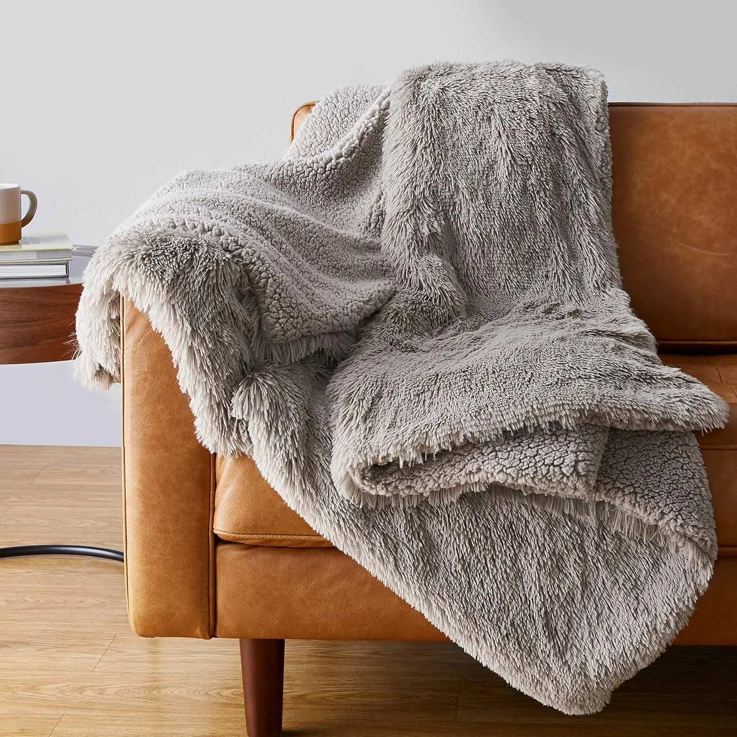 Faux Fur Sherpa Throw Blanket