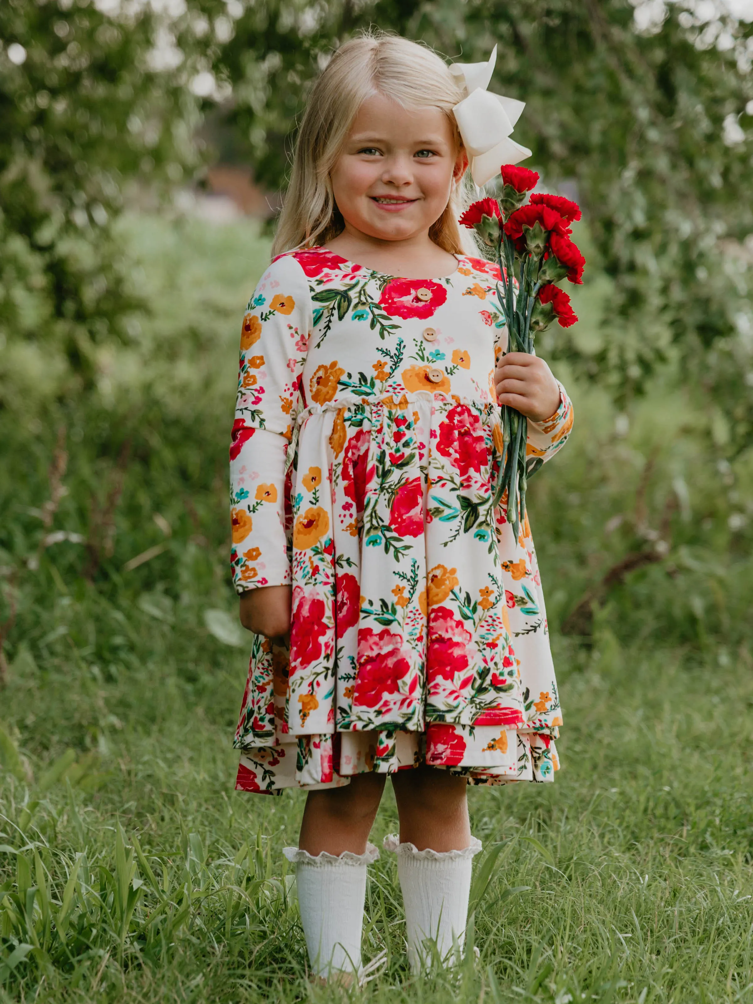 Hazel Dress - Bright Zinnias