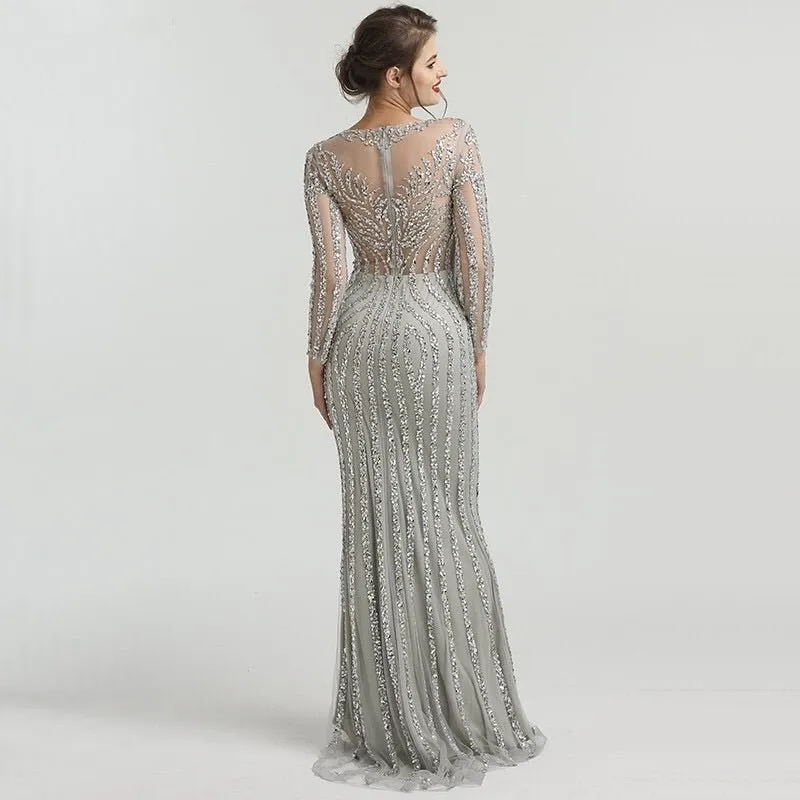 Huda Beaded Long Sleeves Maxi Dress