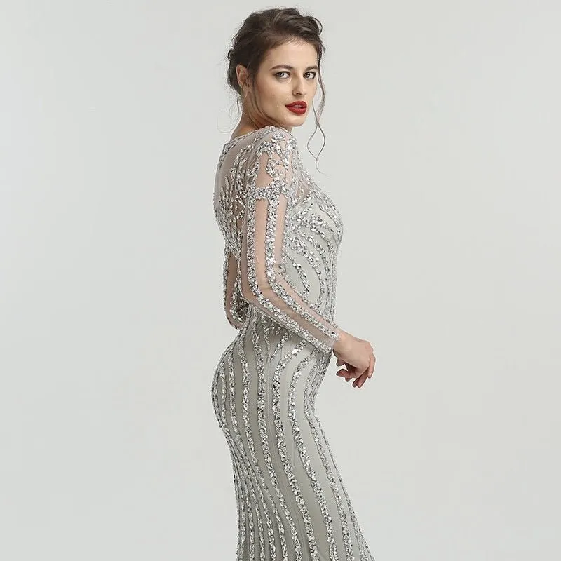 Huda Beaded Long Sleeves Maxi Dress