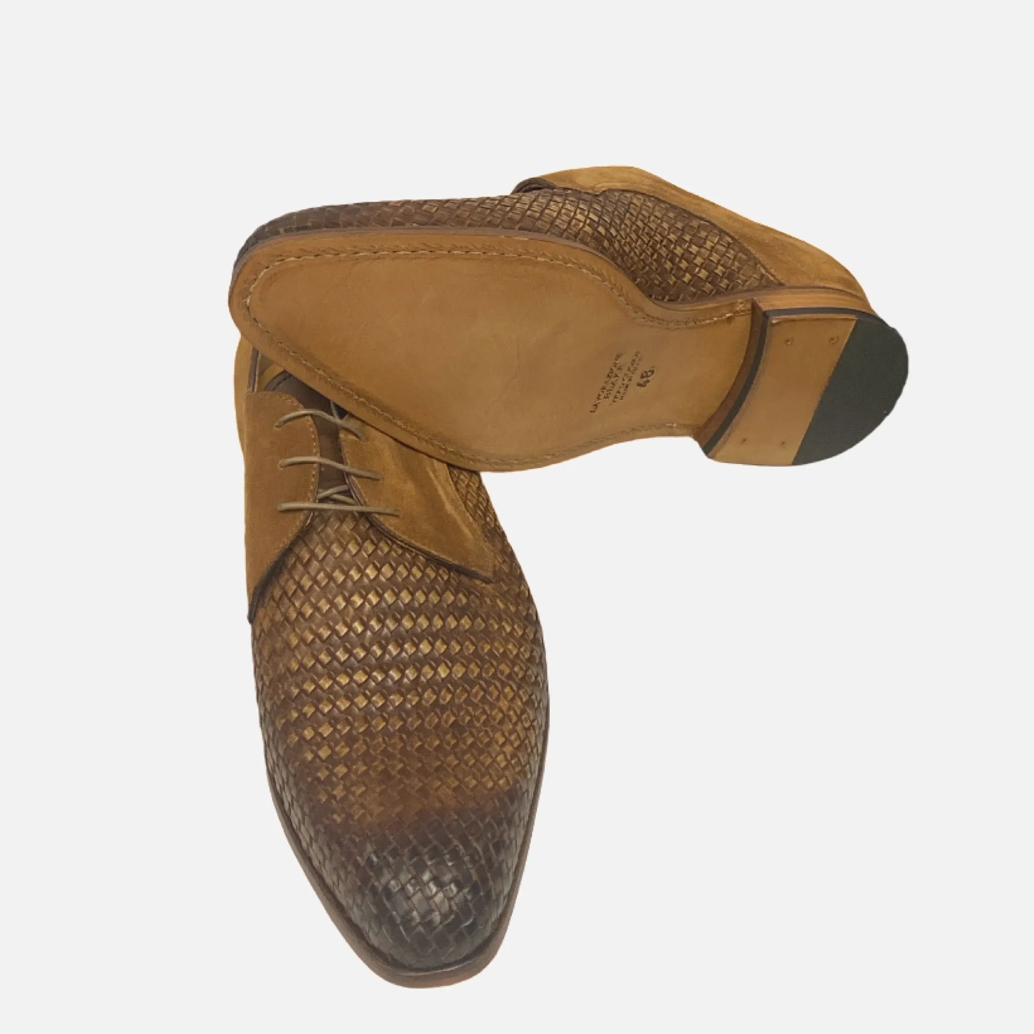 Jose Real (T650 - Whiskey) Suede Trim Basket Weave Shoe | Last Pairs