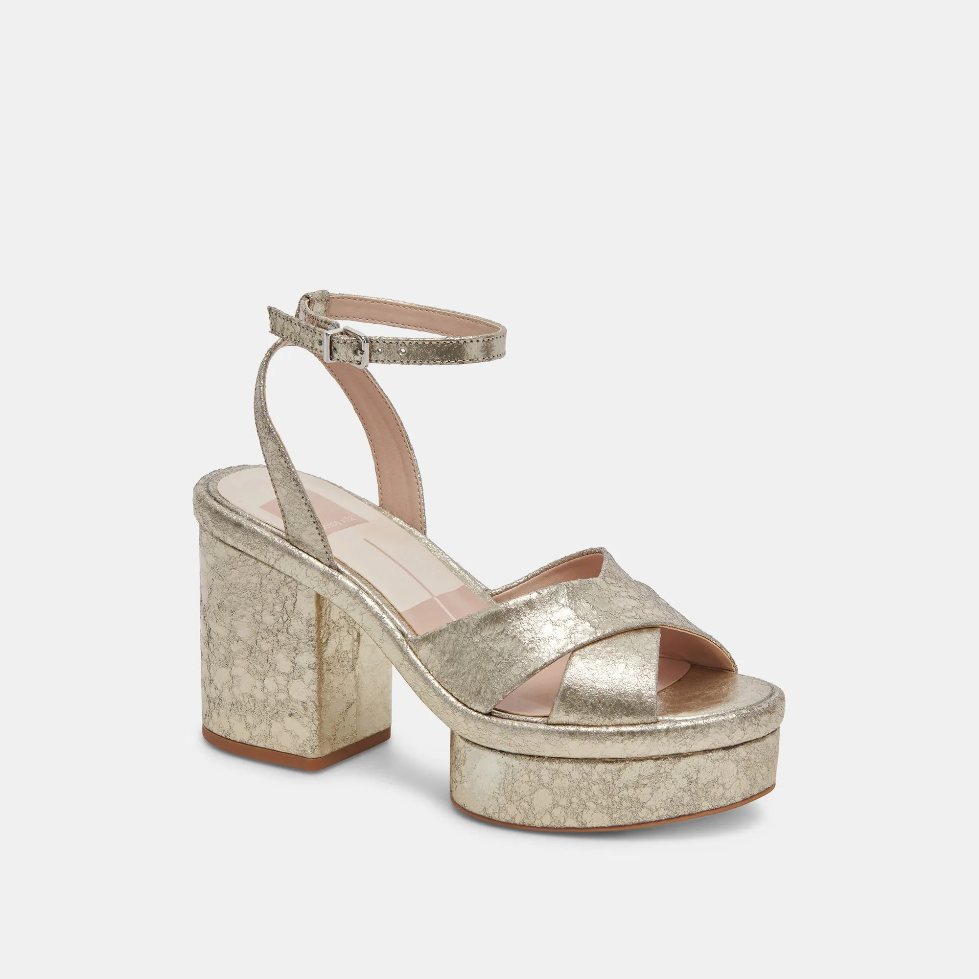 LAISHA HEELS PLATINUM DISTRESSED LEATHER