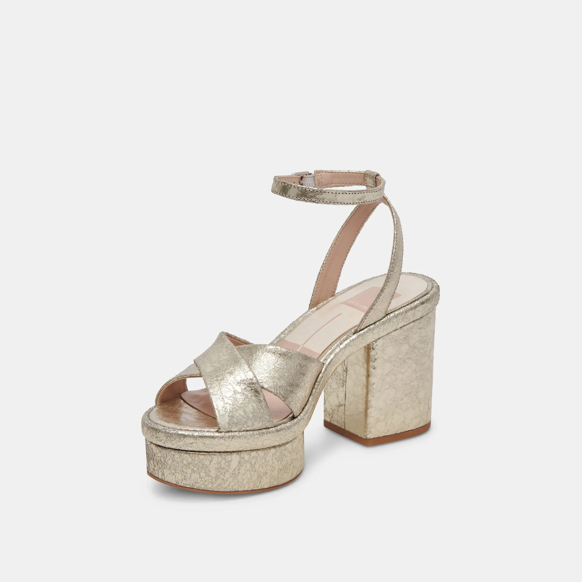 LAISHA HEELS PLATINUM DISTRESSED LEATHER