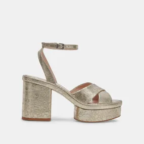 LAISHA HEELS PLATINUM DISTRESSED LEATHER