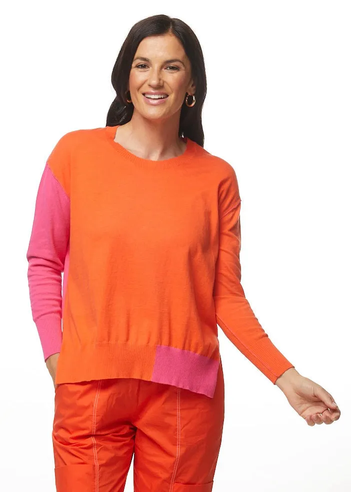 LD & Co - Colour Block Jumper - Tangerine - LC5574