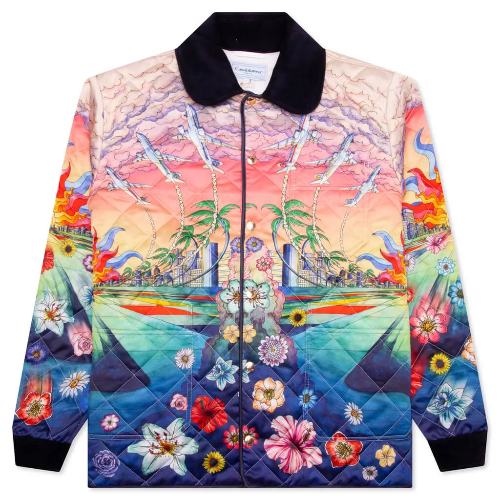 L'Envol Quilted Poly Satin L/S Shirt - Multi