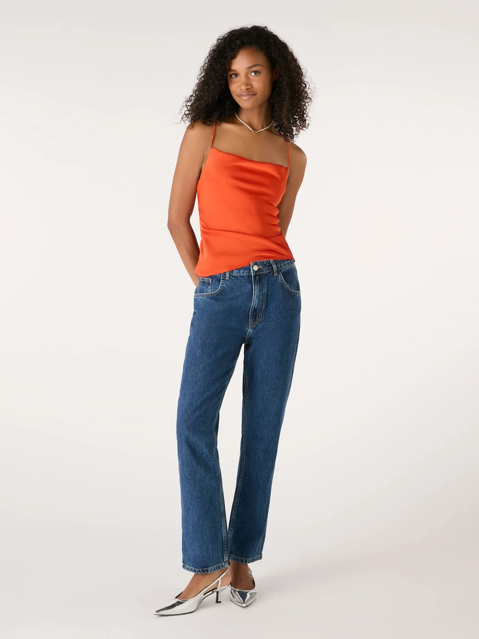 Lila Longline Cami Top in Brick Orange