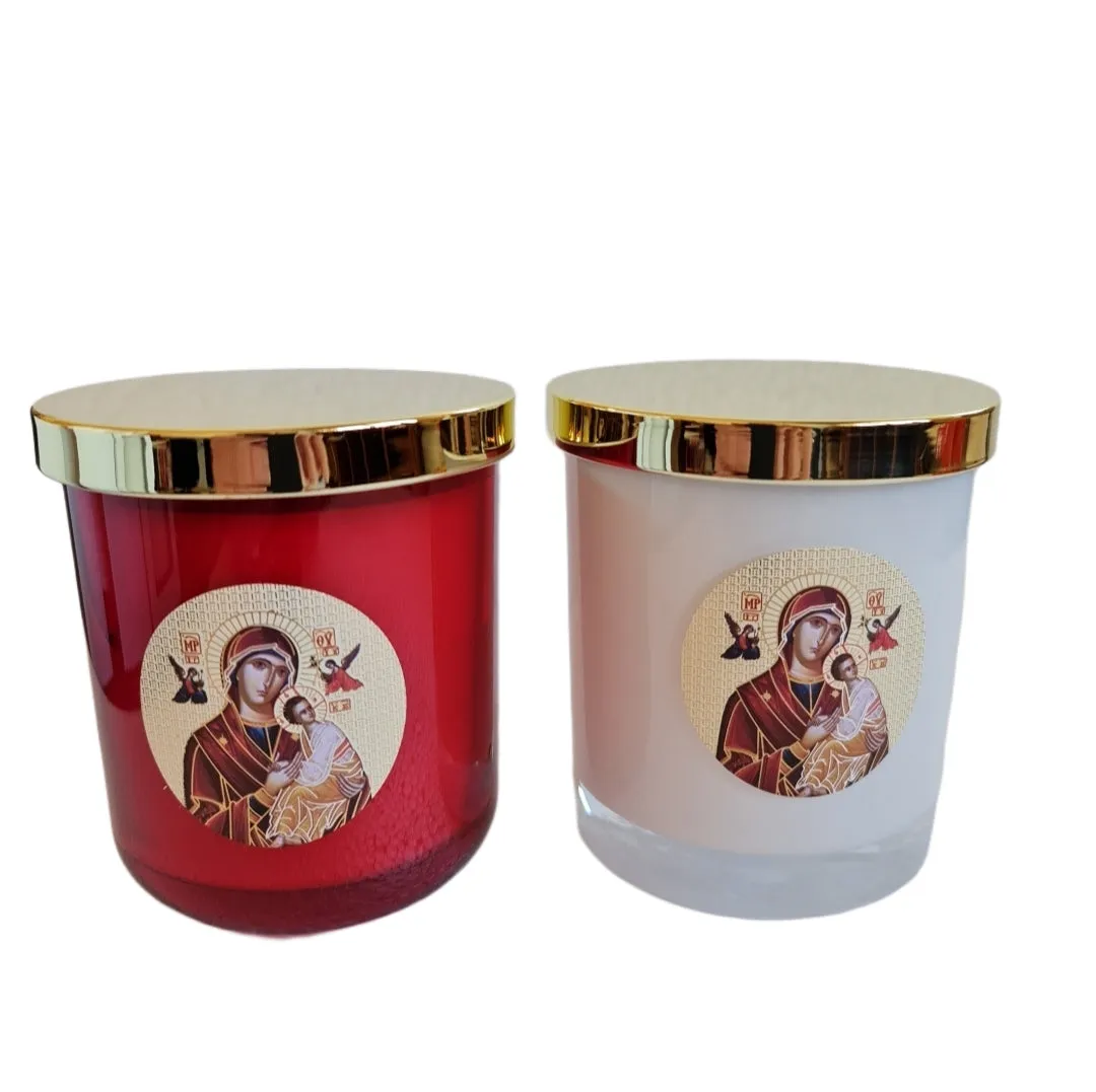 Livani soy wax candles Panayia icon RED