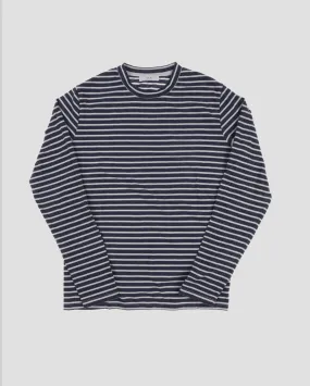 L/S ORGANIC HEMP STRIPE CREW TEE / MARINE