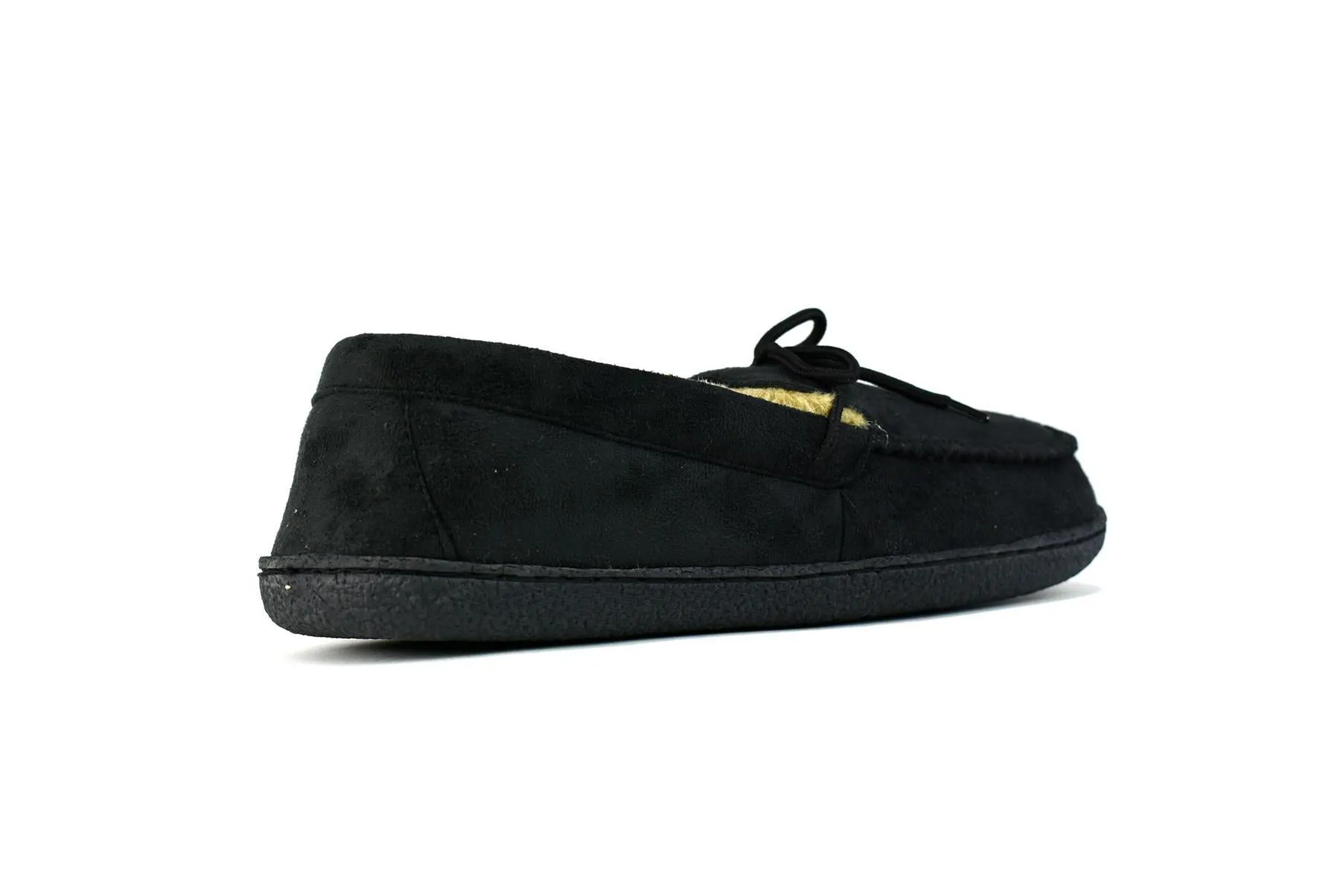 Men's Bow Faux Fur Lined Slippers Black