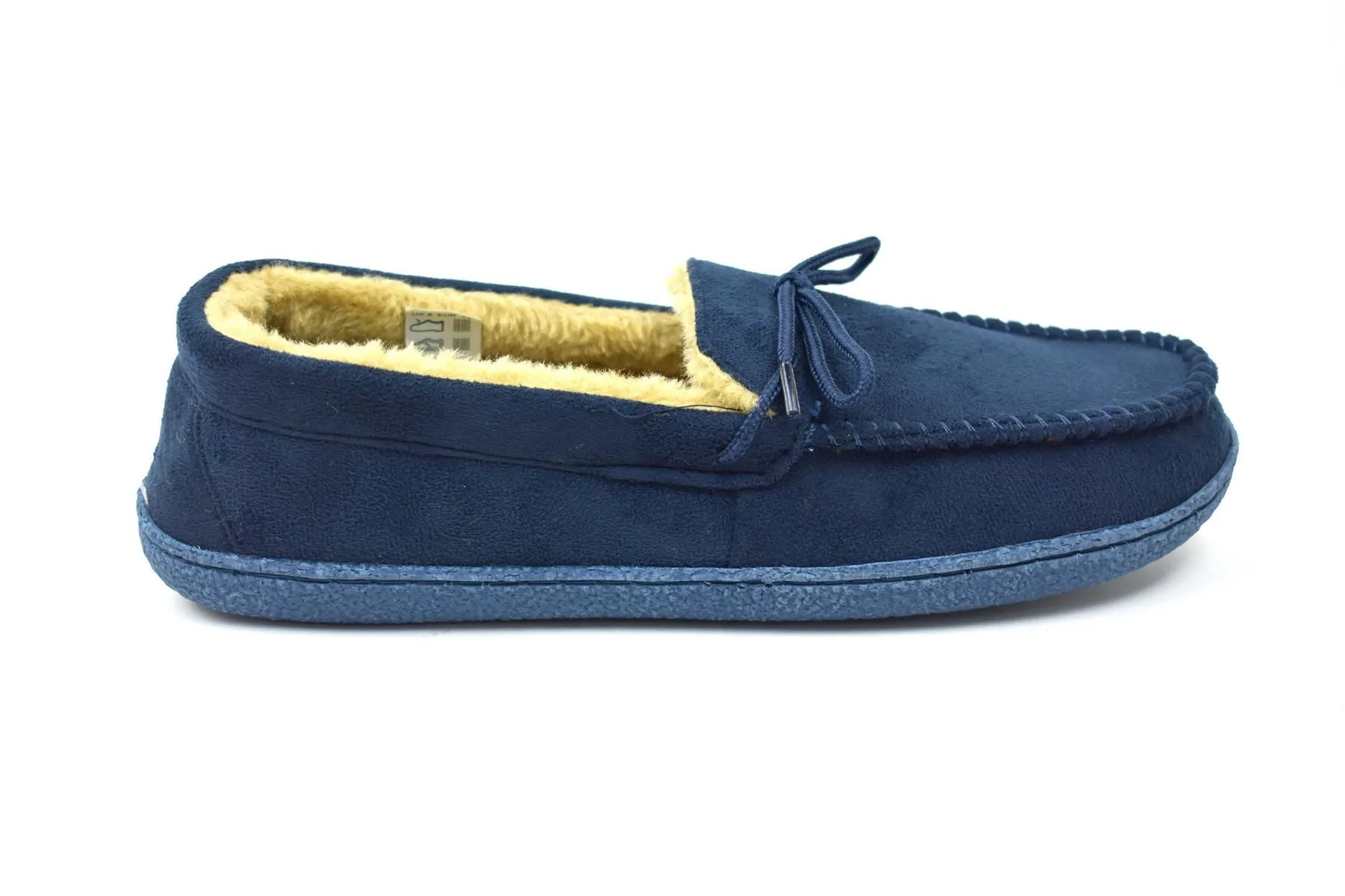 Men's Bow Faux Fur Lined Slippers Navy