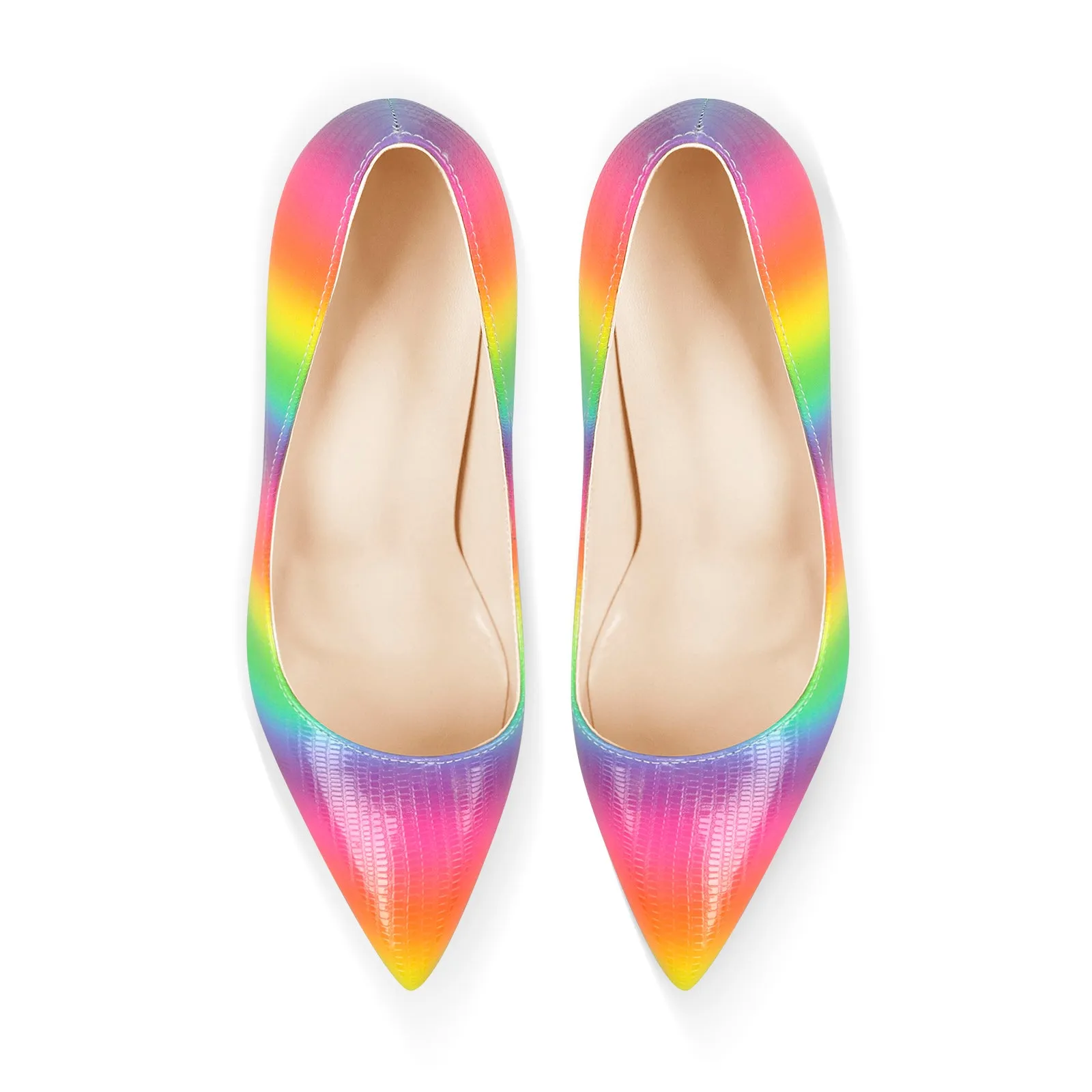 Multicolor Snake Pattern Pointed Toe Stilettos Pumps