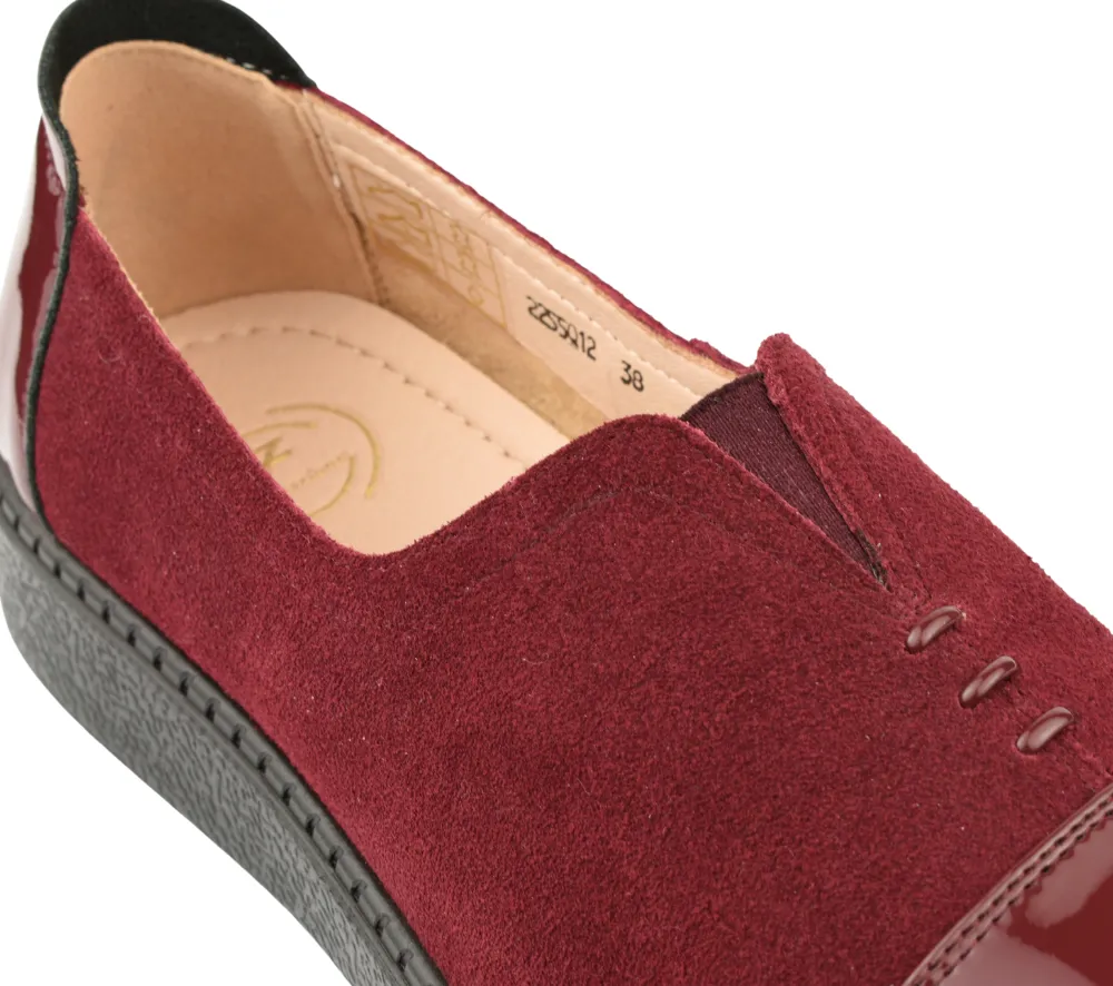 Pantofi casual, dama, FORMAZIONE, 2255Q12-23 bordo, piele naturala intoarsa