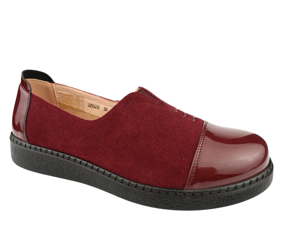 Pantofi casual, dama, FORMAZIONE, 2255Q12-23 bordo, piele naturala intoarsa