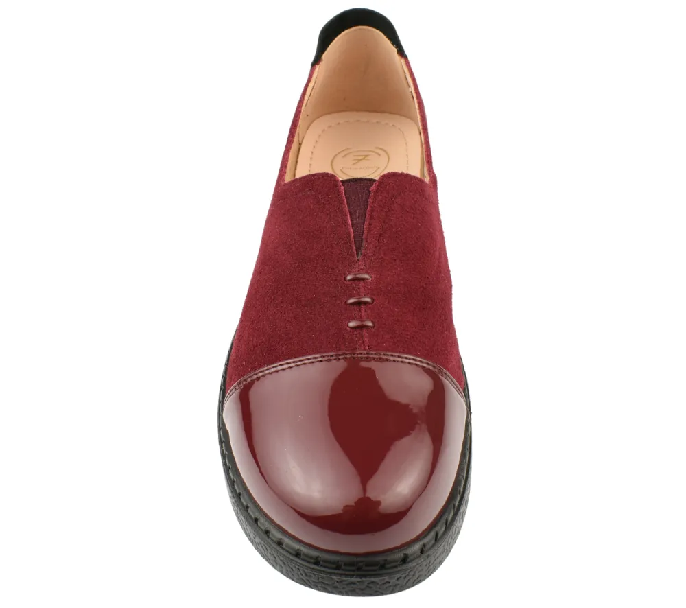 Pantofi casual, dama, FORMAZIONE, 2255Q12-23 bordo, piele naturala intoarsa