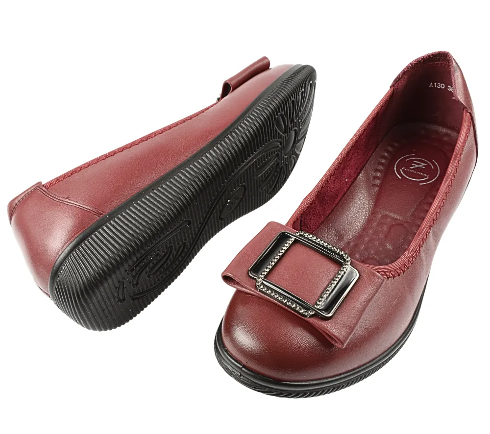 Pantofi casual, dama, FORMAZIONE, A130 bordo, piele naturala