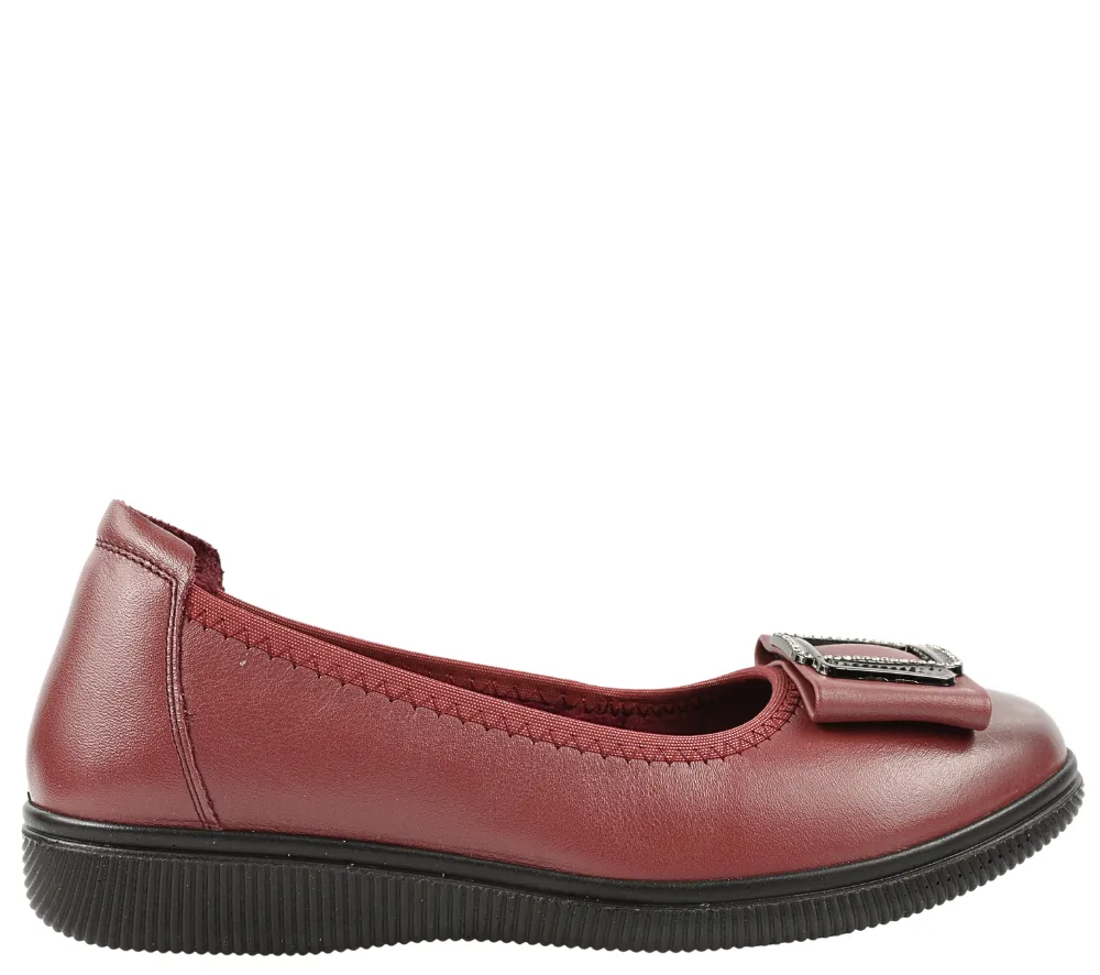 Pantofi casual, dama, FORMAZIONE, A130 bordo, piele naturala