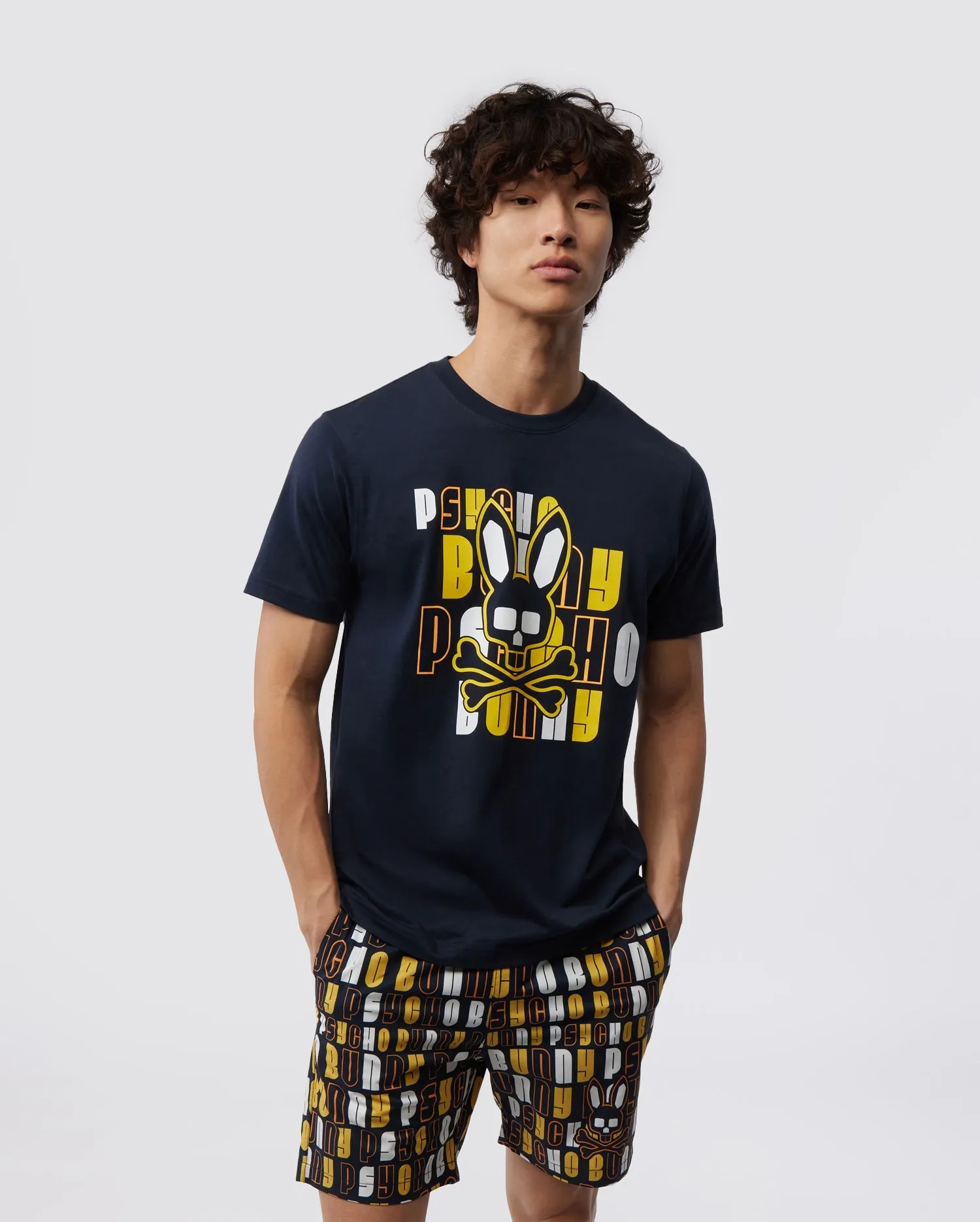 Psycho Bunny Mens Krome Graphic Tee - Navy