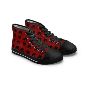 Red Goth Sneakers For Women With Middle Finger Print