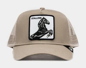 Stallion 14x14 Trucker Mens Hat (Khaki/Black)