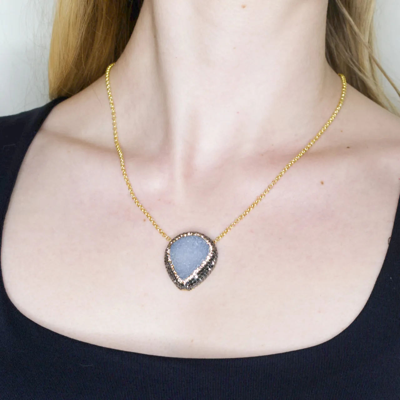 Sterling Silver Starlight Druzy Quartz Ottoman Necklace