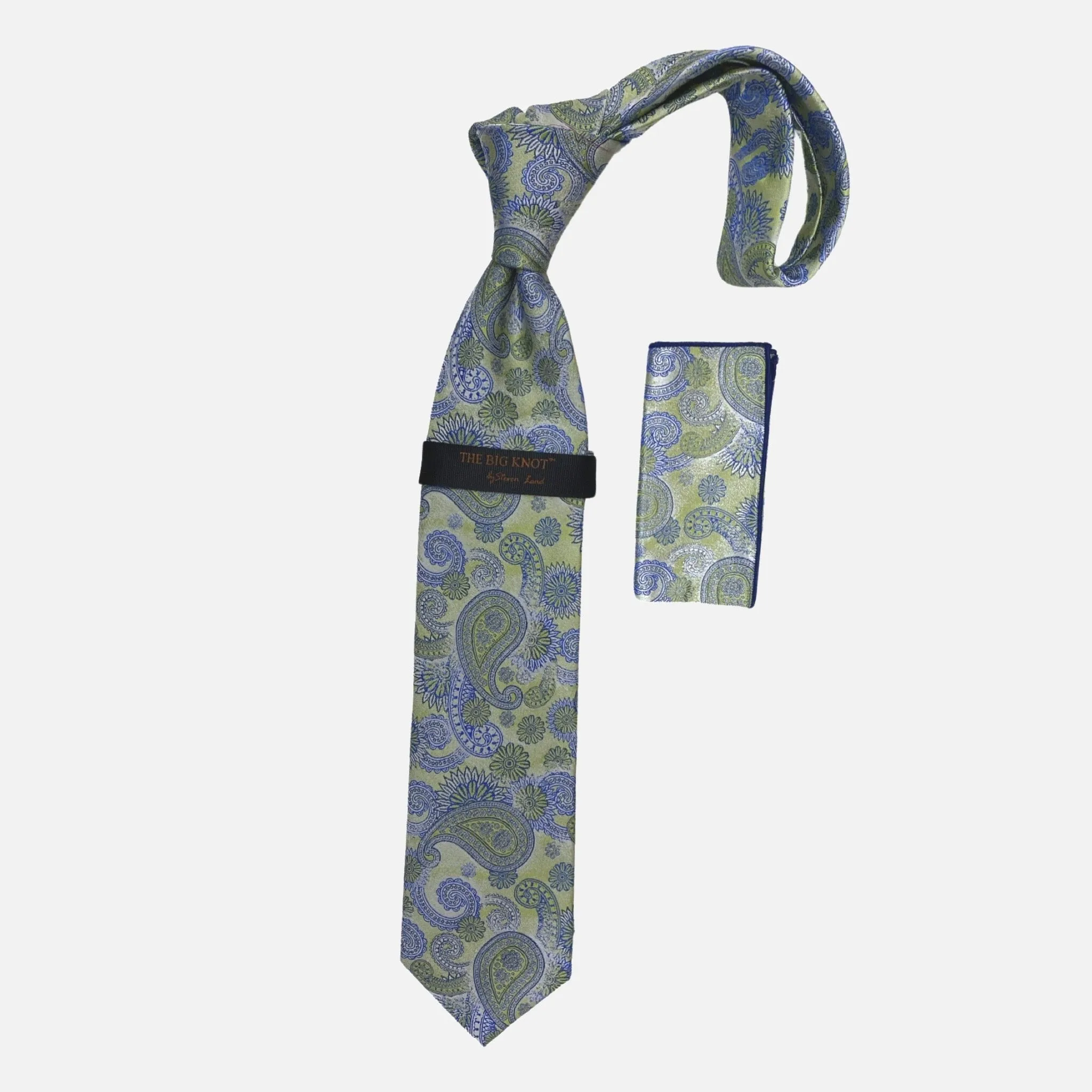 Steven Land “BW2430” LIme Silk Tie and Hanky