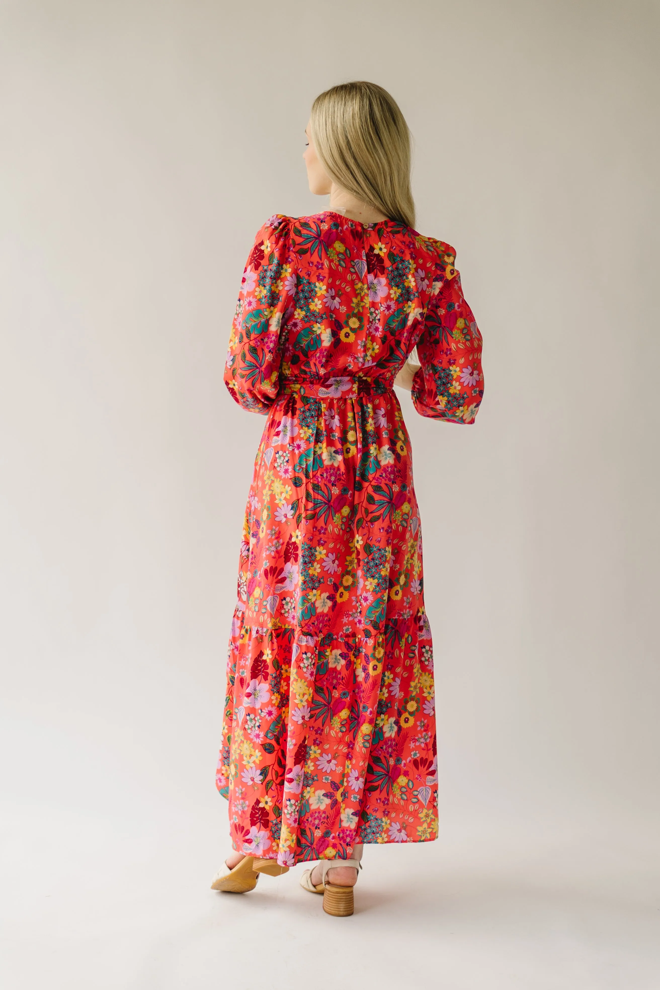 The Bracewell High-Low Maxi Dress in Coral