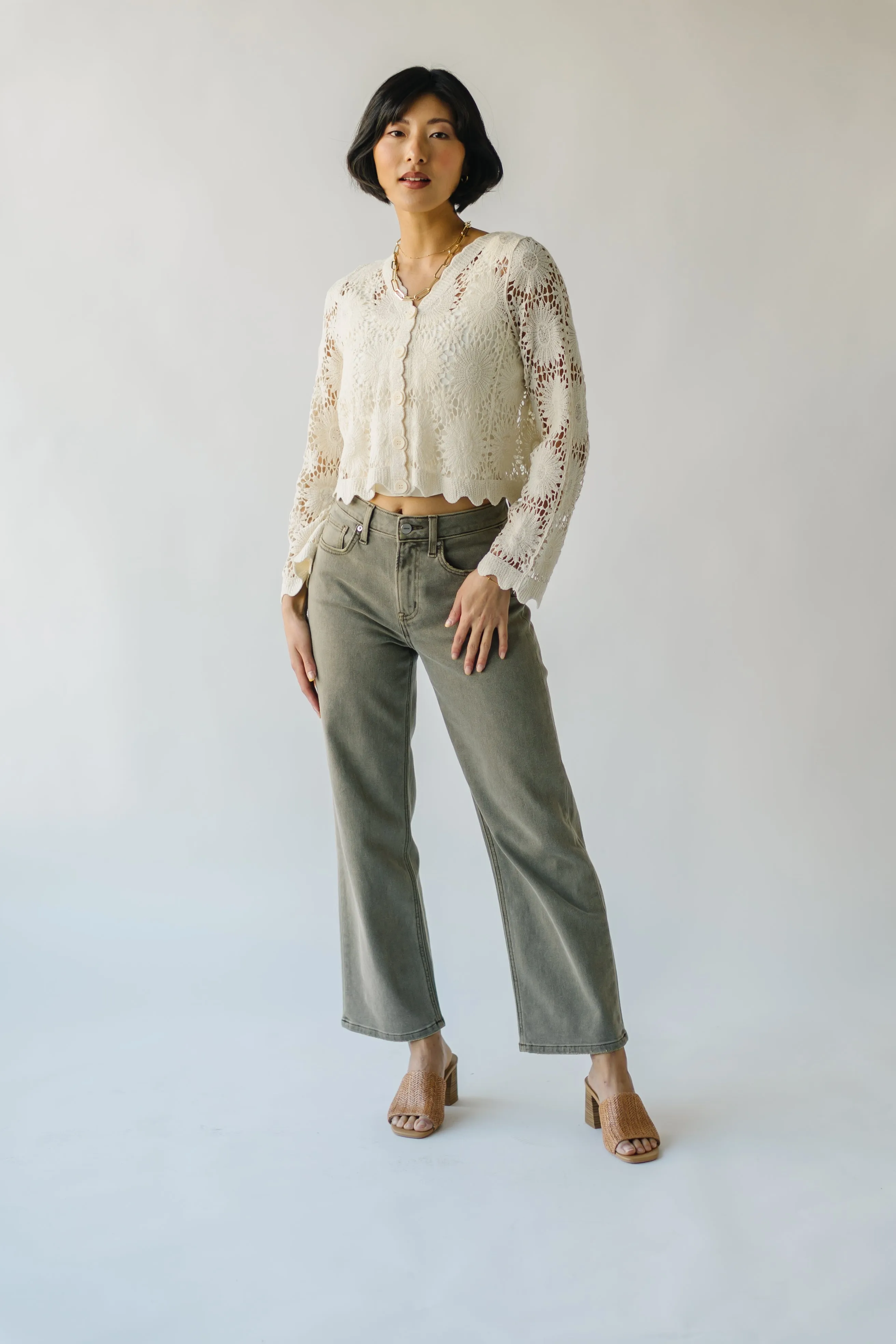 The Downey Crochet Cardigan in Natural