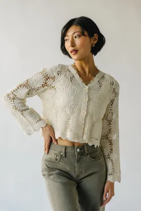 The Downey Crochet Cardigan in Natural