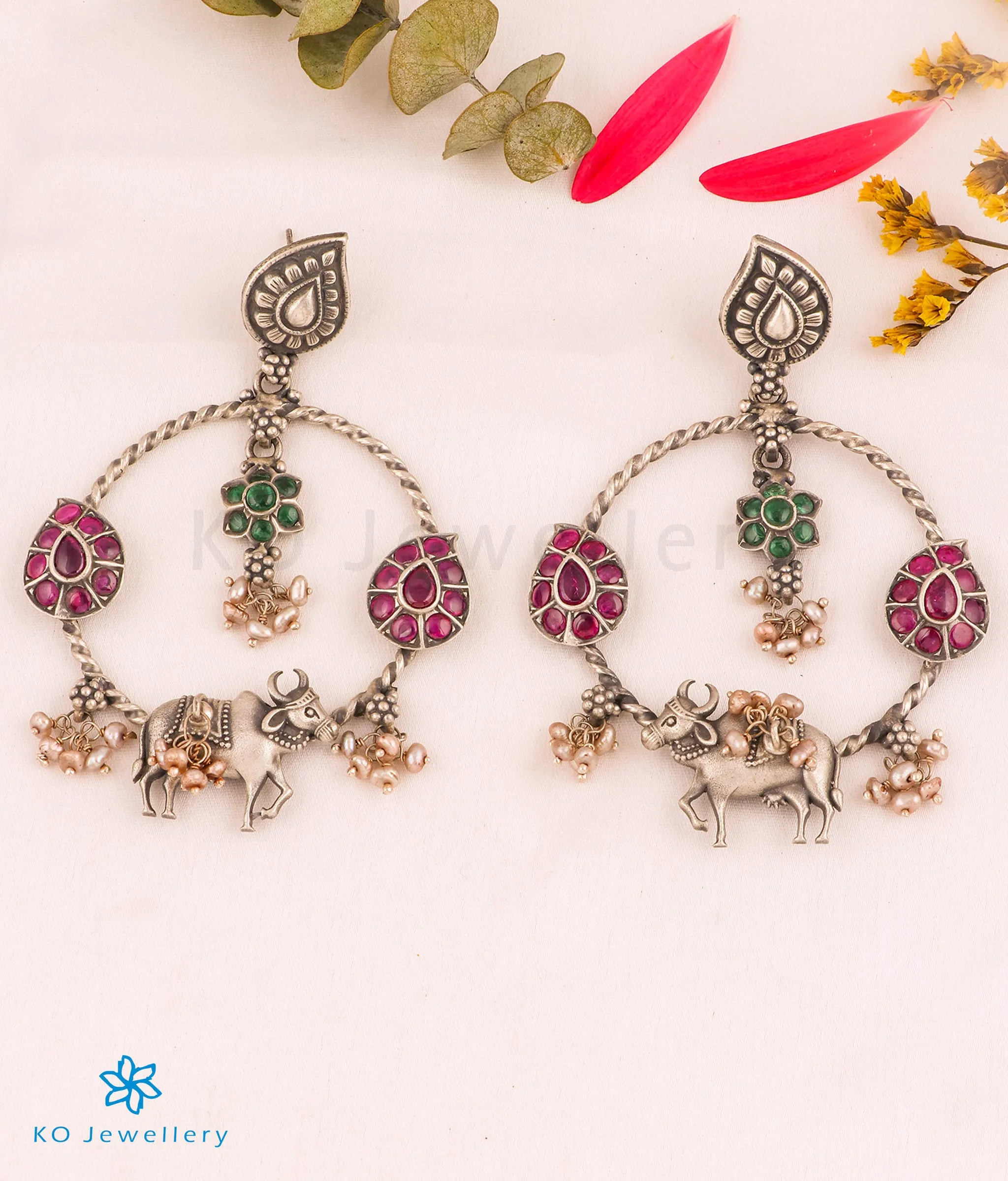 The Govardhan Silver Vintage Earrings