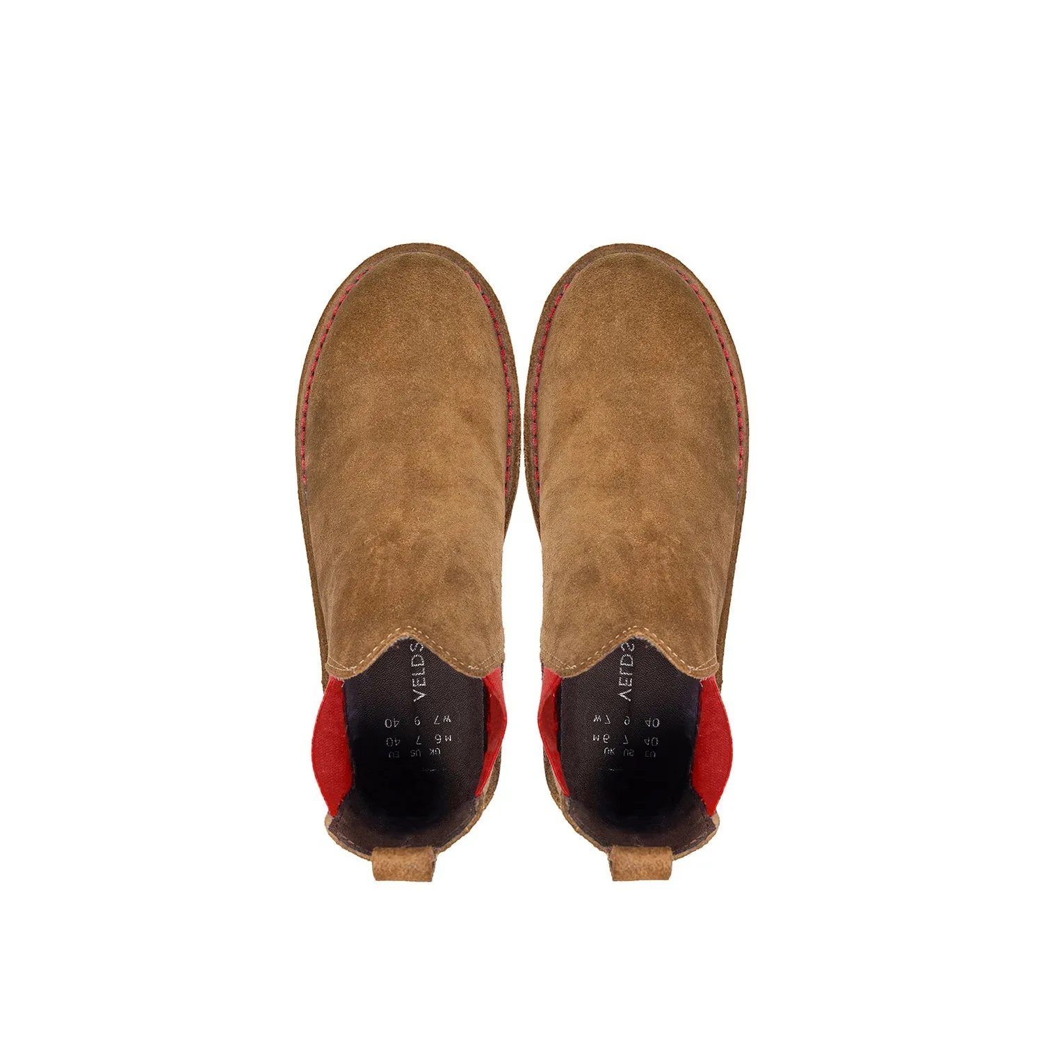 VELDSKOEN CHELSEA BOOT PINOTAGE (RED SOLE)