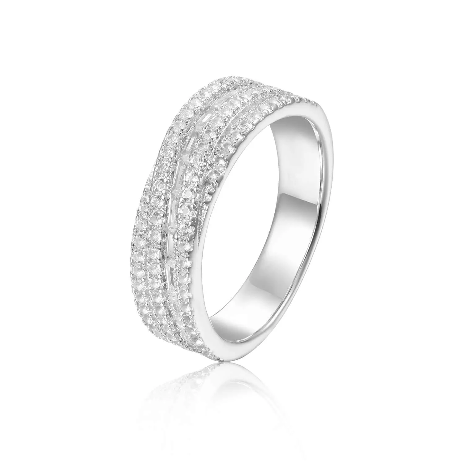 White Topaz Baguette Twist Ring